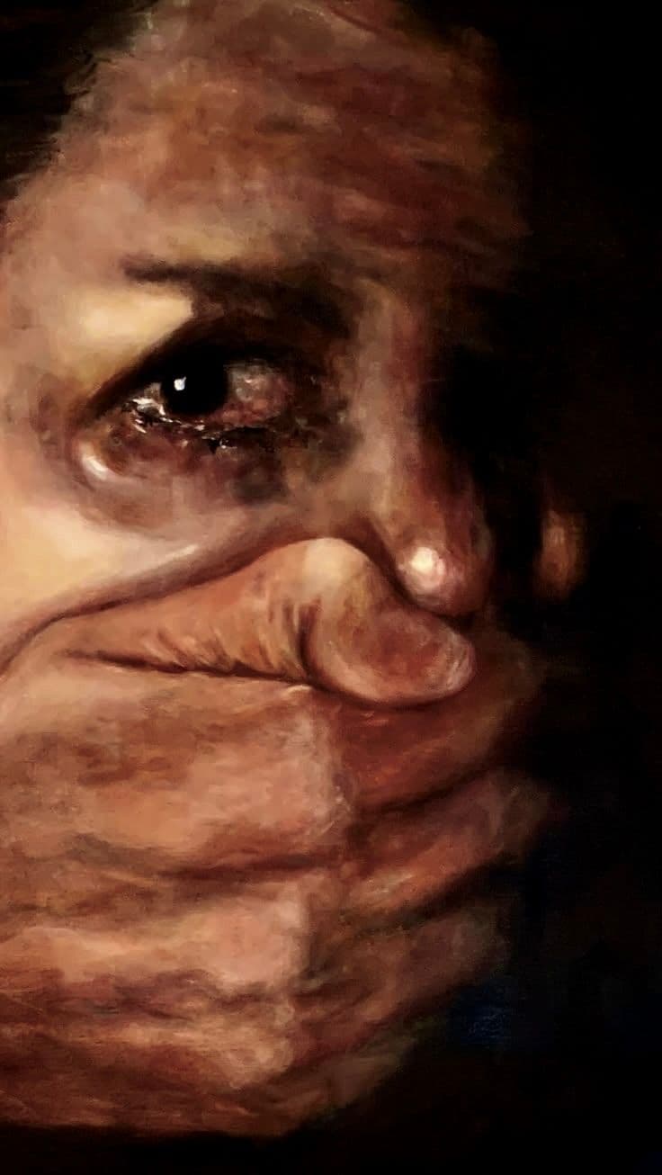 Woman's mouth held tight - Silence ISN'T Consent